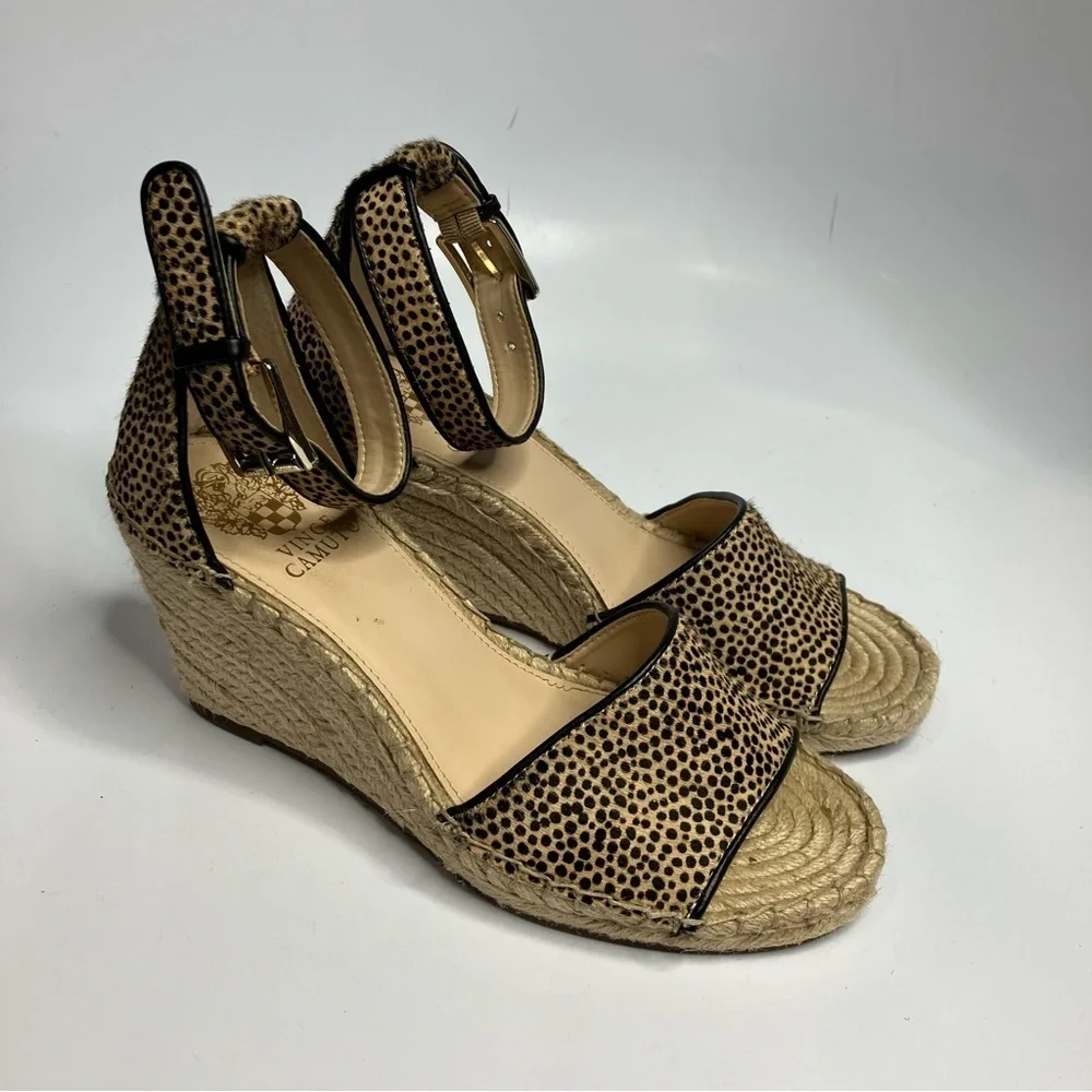 Vince Camuto Leera wedge Sandals espadrille calf hair size 8‎